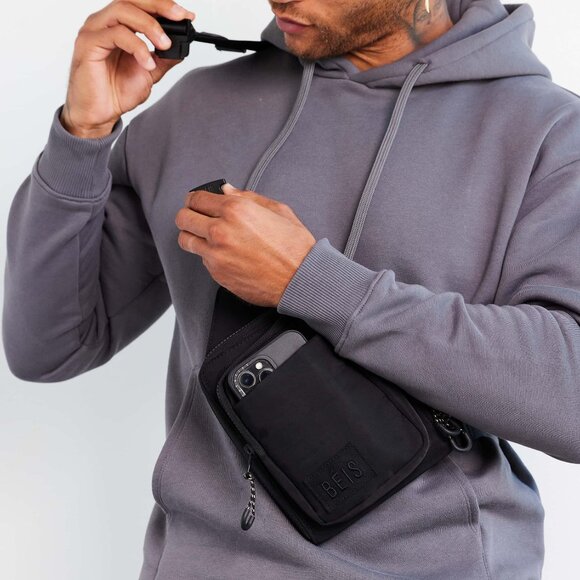 BEIS Unisex The Sport Sling Crossbody Bag Black - Picture 4 of 12